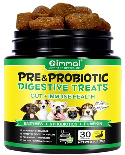 Probiotics for Dogs, 30 Probiotic Tablets for Dogs, Dog Probiotics for Gut Health Pre & Probiotic Digestive for All Dogs Boosts Health & Energy, Duck Flavor 