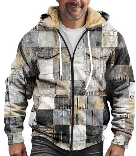 Weste Herren Lammfell,Mantel Herren Casual Herren Parka Ozonee Regenjacke Atmungsaktiv Herren Herren Kurzmantel Winter Herren Jacke Lamm Lederjacke Herren XXL(S,Hellgrau)