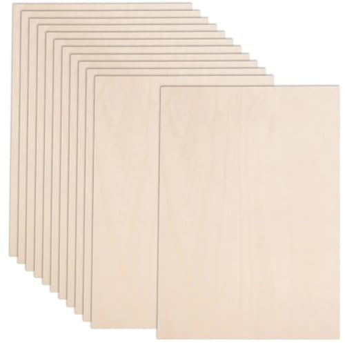 AWIZOM Lindenholzplatten zum Basteln, 30,5 x 20,3 x 0,3 cm, 3 mm dicke Sperrholzplatten mit glatten Oberflächen, unlackierte Holzbretter zum Laserschneiden, Holzbrennen, Architekturmodelle, Beizen, 12