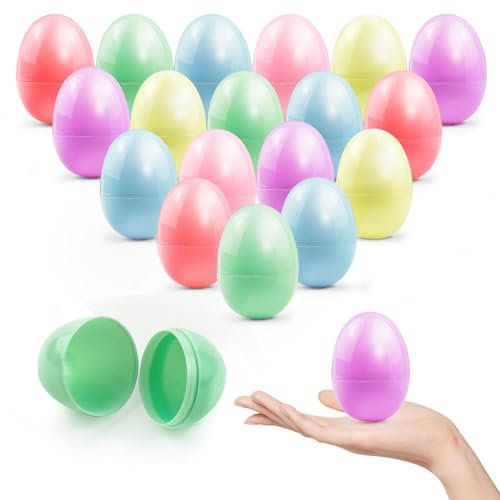 Milaloko 24Pcs füllbare Ostereier, bunte helle leere Plastikeier für Osterjagd, Überraschungseier, Osterkorb Stuffers, 4 x 6 cm