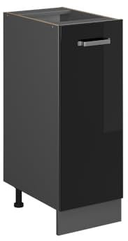 Vicco Apothekerschrank R-Line, Schwarz Hochglanz/Anthrazit, 30 cm ohne Arbeitsplatte