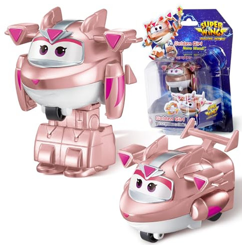 Super Wing Transformations-Flugzeug Golden Girl, 2 in 1 Action Figur, 5 cm großes Flugzeug-Roboter-Spielzeug, Transformable Spielzeug für Jungen und Mädchen ab 3 Jahren, Pink