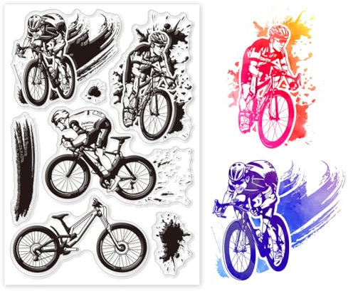 GLOBLELAND Transparente Stempel „Radfahren“ Für Kartenherstellung Mountainbike Klare Stempel Silikonstempel Für DIY Scrapbooking Fotoalbum Tagebuch Heimdekoration