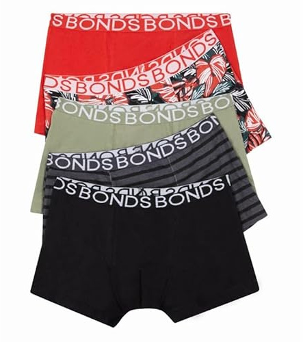 Bonds Kids Underwear Boys Trunks 5 Pack - Bahama Palms Night (2-3 Years) Multicolour