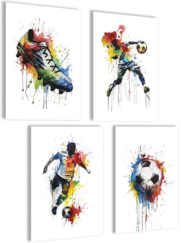 mojoliving Fussball Poster Set Fussball Geschenke Jungen Fussball Deko Fussball Kinderzimmer Fußball Bilder Poster Fußball Geschenk Fussball Junge Fußball Geschenke für Jungs Fussball Geburtstag