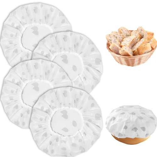 4Pcs Bowl Covers, Elastic Bowl Covers Adjustable Reusable Bowl Covers for Bread Proofing, Bread Proofing Cover Sourdough Covers for Proofing, Sourdough Proofing Covers Bread Cover for Rising