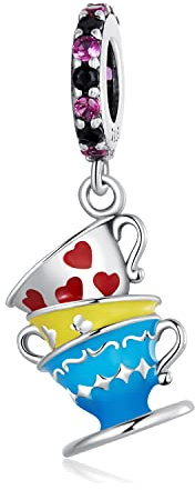 ERKANZHI 925 Sterling Silver Sweet Magic Teacup Pendant Charms Beads for Women Fit Diy Bracelet Necklace Birthday Jewelry