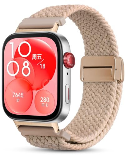 CHANRASI Geflochtenes Armband kompatibel mit Huawei Watch Fit 4/Fit 4 Pro/Fit 3,Stoff Elastisches Sport Solo Loop Nylon Band für Huawei Watch Fit 4/Fit 4 Pro/Fit 3,Herren Damen