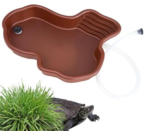 Huayeex Piscina per Rettili, Tortoise Water Dish, Abbeveratoio Tartarughe di Terr a, Vasca Bagno per Tartarughe di Terr a, Ciotola per Rettili, Ciotola da Bagno per Cibo e Acqua, con Drenaggio