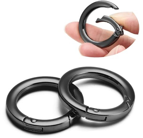 QIUTIMIY 4 Stück Rund Karabinerring O-Ring,Metall Runde Federspaltringe für Handtaschen, Schlüsselanhängern, Schnallen, Taschen, Geldbörsen(Gunmetal,25mm)