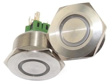 SFNGXXAG 30mm Stainless Steel Ring lamp 6v 12v 24v 220v Green White Yellow red momentary led pushbutton Switch(White,12v)