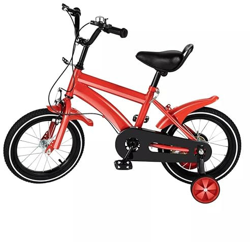 TONFEION Kinderfahrrad, 14 Zoll Outdoor Sportlich Kinder Fahrrad mit Stützrädern, Hilfsrad und Duales Bremssystem, Höhenverstellbar, Tretfahrrad für ab 2-4 Jahre Jungen und Mädchen (Rot)