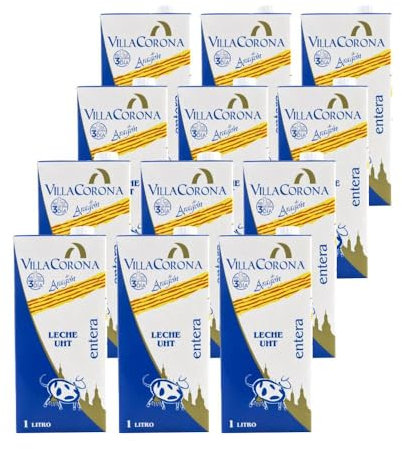 Leche entera Villa Corona 1 litro pack de 12 bricks