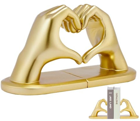 Support de Bouchon de Livre – Geste de la Main d'amour, Statue de Doigt d'amour | Support de Serre-Livres en Forme de Doigt d'amour, Serre-Livres décoratifs Modernes pour étagères, Serre-Livres dorés