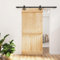 Sufrk Porta Scorrevole con Set Hardware 95x210 cm Legno Massello Pino,Kit per Porta Scorrevole Binario Hardware per Sistema Ante Scorrevoli Set Guide di Scorrimento per Porta in Legno Kit di Ferrament