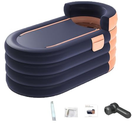 RASPIO Inflatable Hot Tub, Adult SPA Portable Bathtub, Quick Drain Design, Freestanding Tub with Drain Hose and Cover, Great for Hot and Ice Baths(Orange,1.6m)