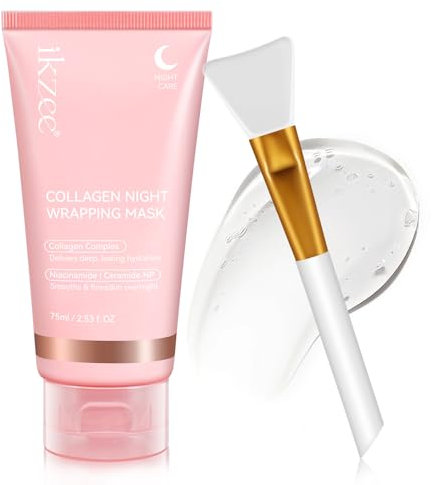 Collagen Night Wrapping Mask, Maschera Viso Peel Off al Collagene Biologico, per Idratare, Bellezza Skincare Maschera Coreana per Idratare, Levigare e Rassodare la Pelle Durante la Notte