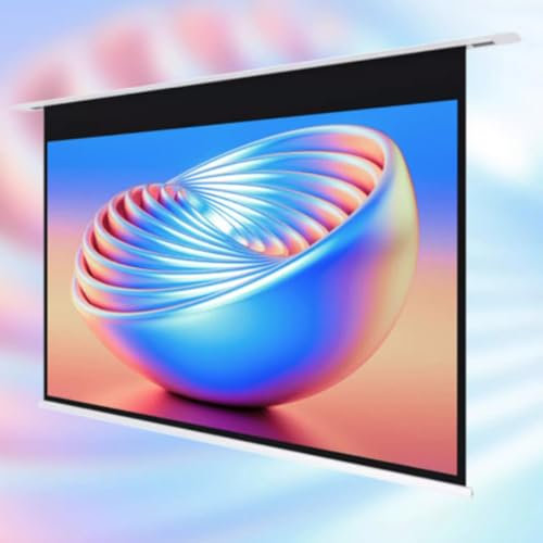 Electric Projector Screen with Remote Control, Wall Mount HD Projection Screen, Foldable Motorised Projection Screen for Home School Theater Cinema Outdoor(84in)