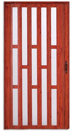 Jievmrs Falttür Schiebetür mit Aluminiumrahmen in Holzoptik, Versenkbare Falttüren für Den Innenbereich, Fensterteiler-Fliegengittertür aus Mattiertem Acryl(29x80in(74x203cm))