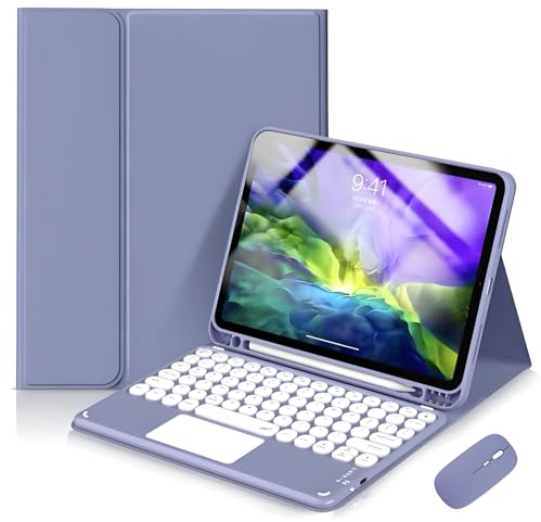 JZ Combo Magnetic Touch Keyboard Case für iPad Air 5th/4th Generation Case mit Tastaturbedeckung & Maus(Stift Nicht enthalten) ﻿ for iPad Air 5th/4th Gen (2022/2020) - Purple