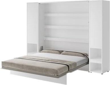 Friderik Bed Concept BC-013 Wandklappbett Vertikales Schrankbett ohne Matratze, 180x200 cm + 2X Vertikalschrank BC-07 (Weiß)