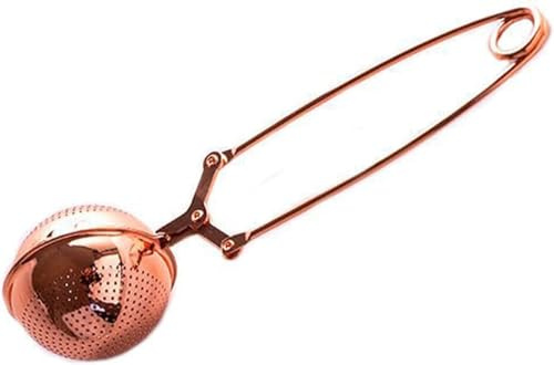 Gold Snap Ball Tea Strainer with Handle for Loose Leaf Tea and Mulling Spices Stainless Steel Strainer Pincer Tea Ball Infuser Tea Filter for Tong Rose Tea Tea Accessories Coffee, Tea and Espresso