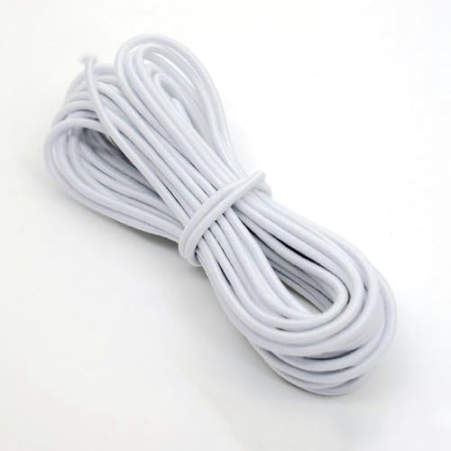 1/2/3/4/5mm Rond Élastique Bande Cordon Élastique Caoutchouc Blanc Noir Caoutchouc Extensible pour Couture Vêtement Accessoires De Bricolage, White, Diameter 4mm