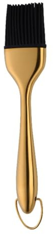 Pennello da pasticceria in silicone per barbecue, olio da cucina in acciaio inox, per barbecue e cottura (oro)