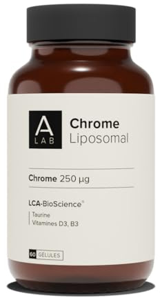 A-LAB Chrome Liposomal 250 µg - Régule La Glycémie, Coupe Faim - Avec Taurine, Vitamine D3 et B3 - Assimilation Renforcée - 60 Jours