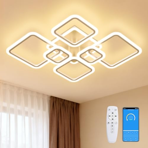 wowspeed LED Deckenleuchte, 120W LED Lampen Deckenlampen, 3000K/4500K/6500K Deckenlampe Dimmbar mit Fernbedienung, APP-Steuerung für Wohnzimmer Schlafzimmer Badezimmer Küche Flur