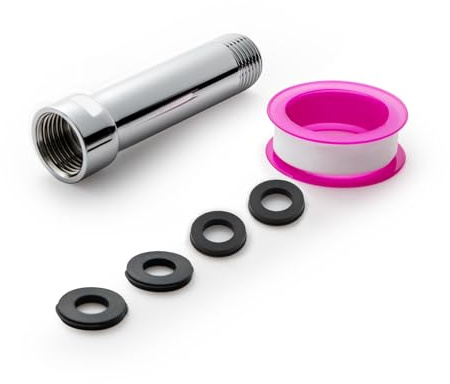 OFFO Duschkopf Verlängerung 7,6cm, Edelstahl Dusch Verlängerungsrohr G1/2 Gewinde, Dusche Verlängerung Arm, Handbrause Verlängerungsarm für Dusche Bad Wohnwagen, Chrom