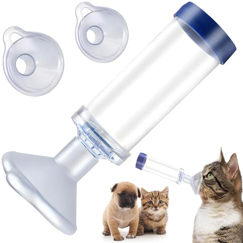 Yaolisin Espaciador de Inhalador para Gatos o Perros, Genérico de Mascotas con Máscaras de 2 Tamaños, Espaciador Inhalador Mano, la Respiración y la Administración para el Hogar o al Aire Libre