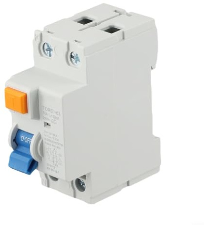 2P 1063A Interrupteur de sécurité différentiel 230 V 6 KA 10 mA Sensibilité avec boîtier ignifuge et fenêtre visible pour circuits électriques (16 A)