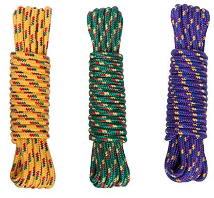 Unibos Braided Rope Waterproof Flexible Polypropylene Strong 9mm x 30m 9mm Braided Rope x 30 mtrs (Colours May Vary)
