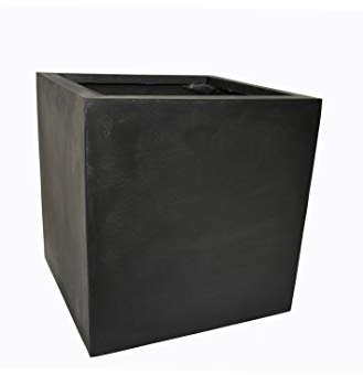 Pflanzkübel für Rollen aus Fiberglas in schwarz-anthrazit - Größe (LxBxH): 40x40x40 cm