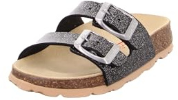 Superfit Fussbettpantoffel Hausschuhe 0-800111 Pantoffeln Schwarz Silber 010029 EU Mädchen