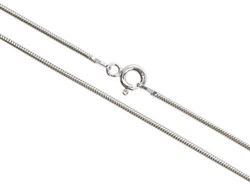 AKA Gioielli® - Schlangenkette 1.3mm 925 Sterling Silber Rhodiniert - Damen Italien Halskette Längen: 40 45 50 55 60 70 cm