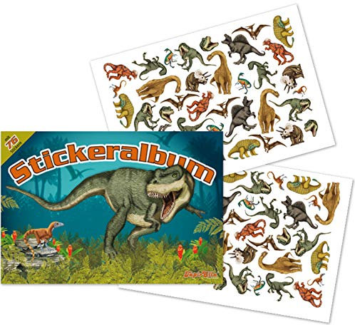 Mauder Stickeralbum mit über 70 Sticker * Dinos * von Lutz 72018 | T-Rex Dinosaurier Tattoo Kindersticker Aufkleber Stickerbuch für Kinder