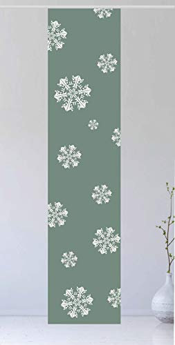 Flächenvorhang WeihnachtsKrista II Grey Blue, 260 cm hoch, 60 cm breit - Schiebevorhang - Schiebegardine, Tolles Weihnachtsmotiv mit Schneeflocken
