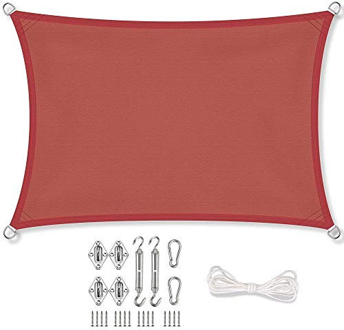 stonehill Sonnensegel Rechteck 3 x 4 m + GRATIS (!) Befestigungsmaterial | Farbe terracotta | für Garten, Balkon & Terrasse | Sonnenschutz | Wetterschutz | wasserabweisend | PES | Polyester