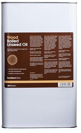 Furniture Clinic Boiled Linseed Oil for Wood 5L - Premium Oil to Enhance, Seal & Protect The Natural Beauty of Oak, Pine & Other Wood with a Glossy Finish