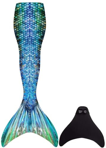 BAWADE Meerjungfrauenflosse für Mädchen – Meerjungfrau Flosse Schwimmen Meerjungfrauenschwanz Passend für 110-170cm Höhe, Mehrfarbig (G-29), 160