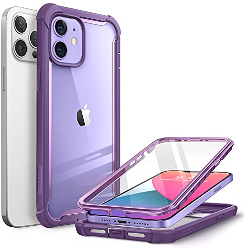 i-Blason Ares Dual Layer Rugged Clear Bumper Case for 6.1-Inch iPhone 12/12 Pro (2020), Purple