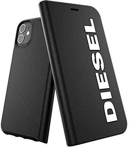 Diesel Handyhülle Designed für iPhone 11 Hülle, Booklet Hülle mit Innentasche, stoßfest, falltestgeprüfte Schutzhülle mit erhöhtem Rand, Schwarz/Weiß