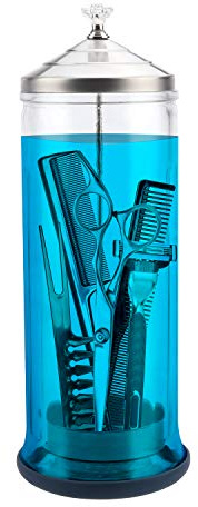Disinfecting Jar with Removable Basket and Stainless-Steel Parts for Nail Manicure Barber Tool