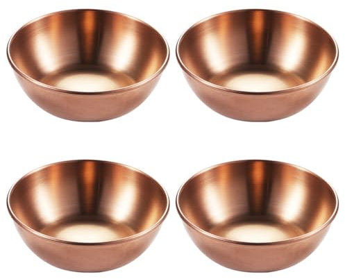 UPKOCH Lot de 4 mini coupelles rondes en acier inoxydable - Pour sauce soja - Or rose