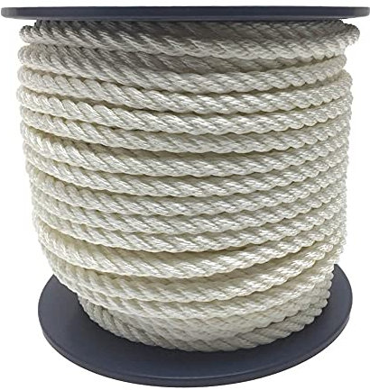 RopeServices UK - 8mm White 3 Strand Nylon Rope x 25 Metres On A Reel, Anchor Boat Mooring Yacht, Moorings