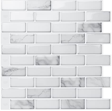 Art3d 10-Piece Peel and Stick Backsplash Tile, 12 X 12 Self-Adhesive Tile Sticker (10 Tiles)