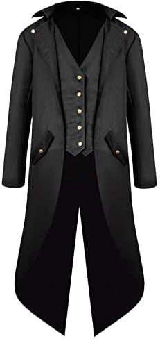 Bichingda Men's Steampunk Vintage Gothic Medieval Tailcoat Jacket Victorian Coat Uniform Halloween Costume