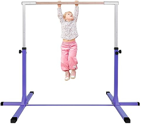 GOPLUS Turnreck Gymnastik, Turnstangen höhenverstellbar 12 Stufen, Gymnastikstange Kinder bis 100 kg, Trainingsstange für Kinder